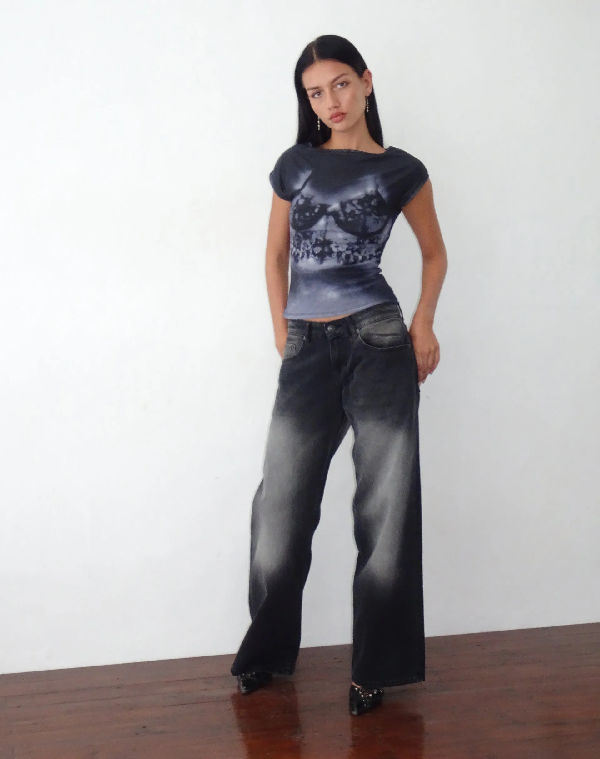 Nova Top with Lace Scan Motif in Black sold by Motel Rocks product image thumbnail 2