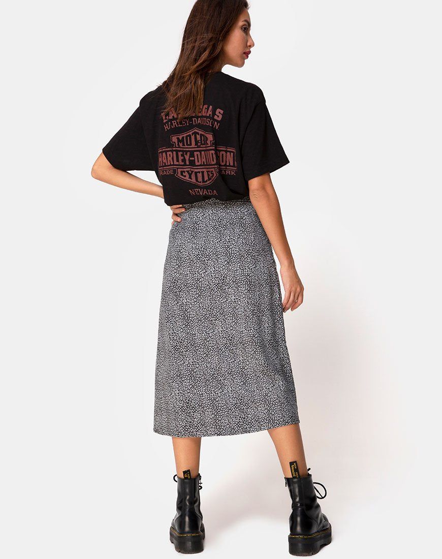 Saika Midi Skirt in Ditsy Leopard Grey sold by Motel Rocks product image thumbnail 4