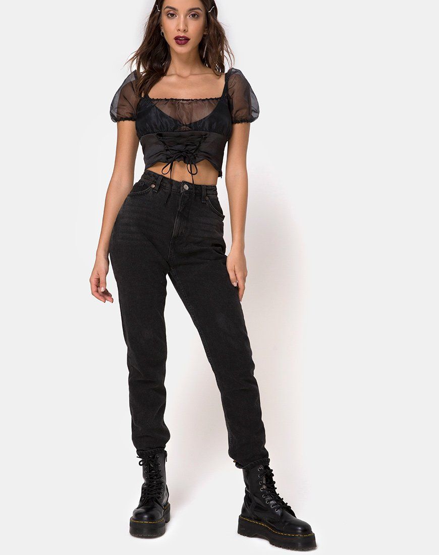 Ruina Top in Satin Black sold by Motel Rocks product image thumbnail 3