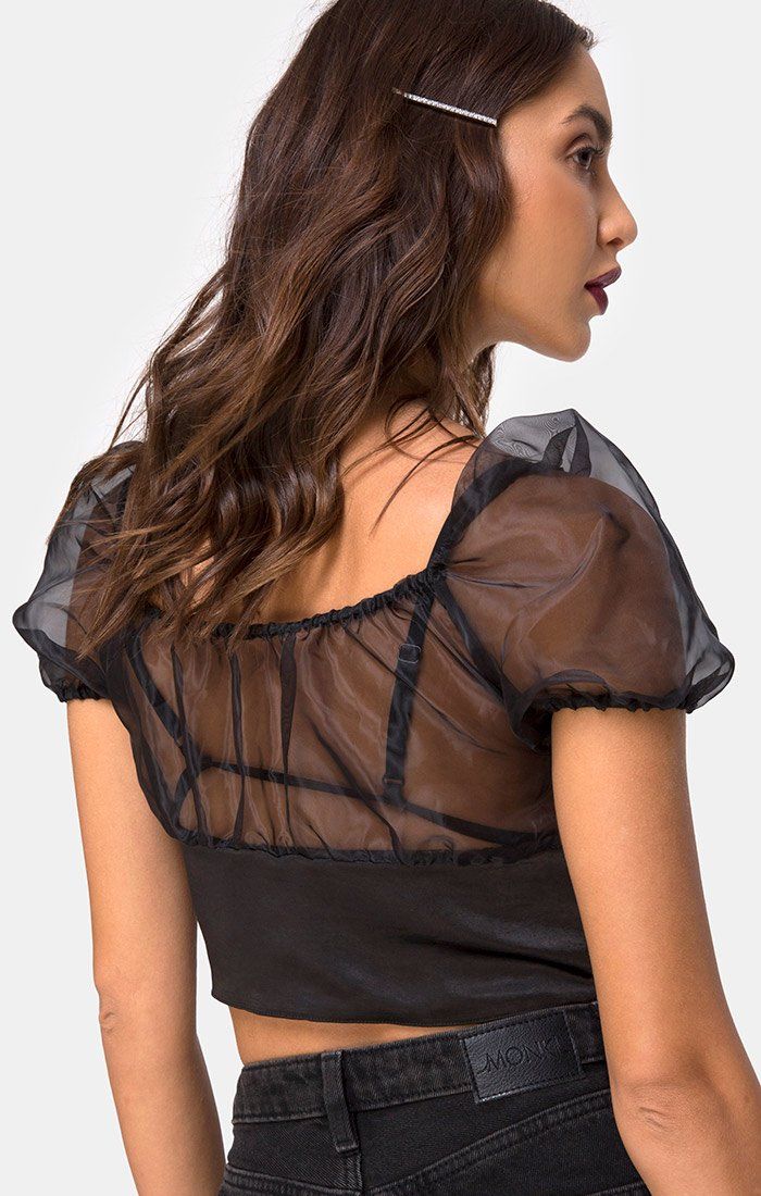 Ruina Top in Satin Black sold by Motel Rocks product image thumbnail 2