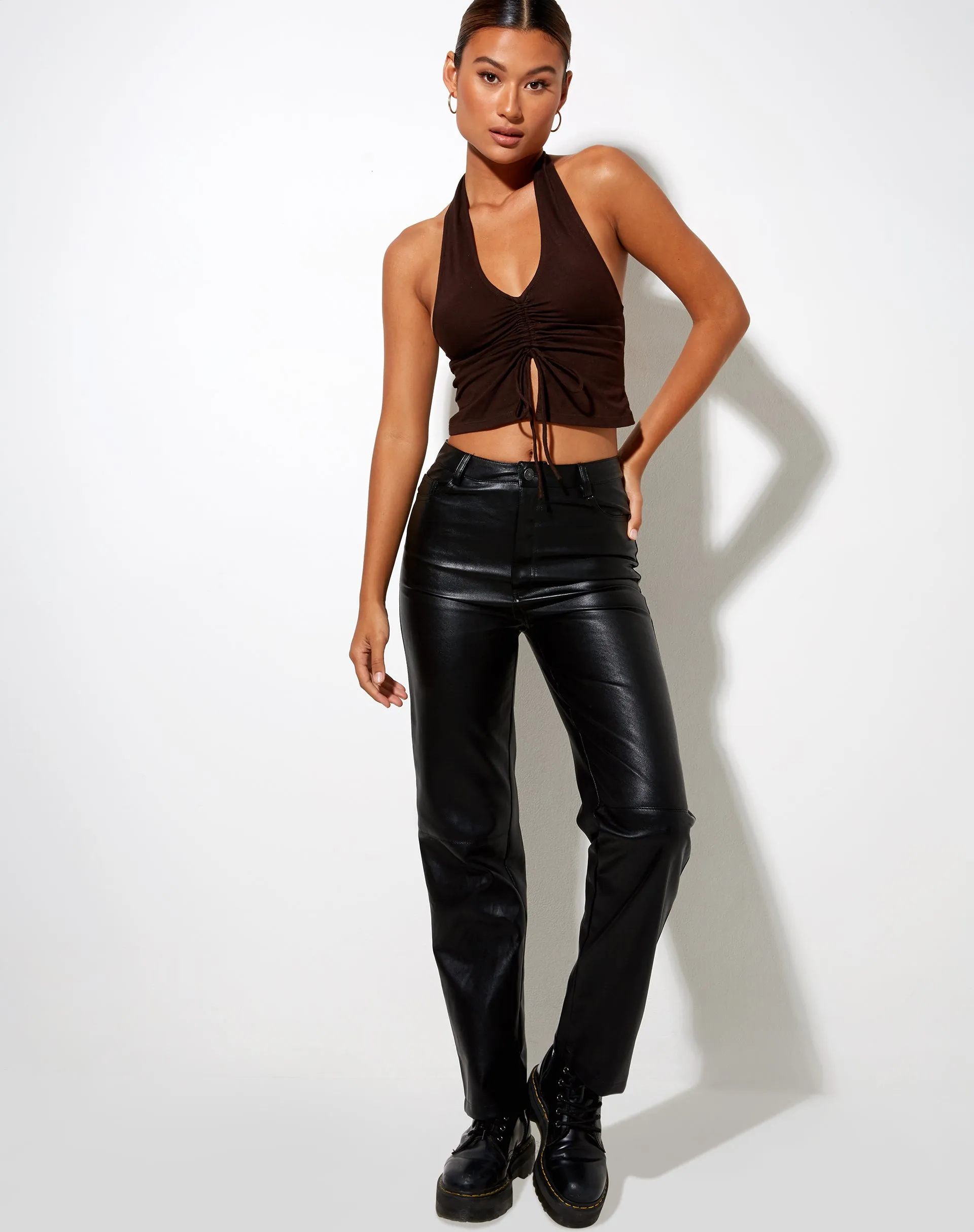 Dapa Crop Top in Lycra Bitter Chocolate sold by Motel Rocks product image thumbnail 3