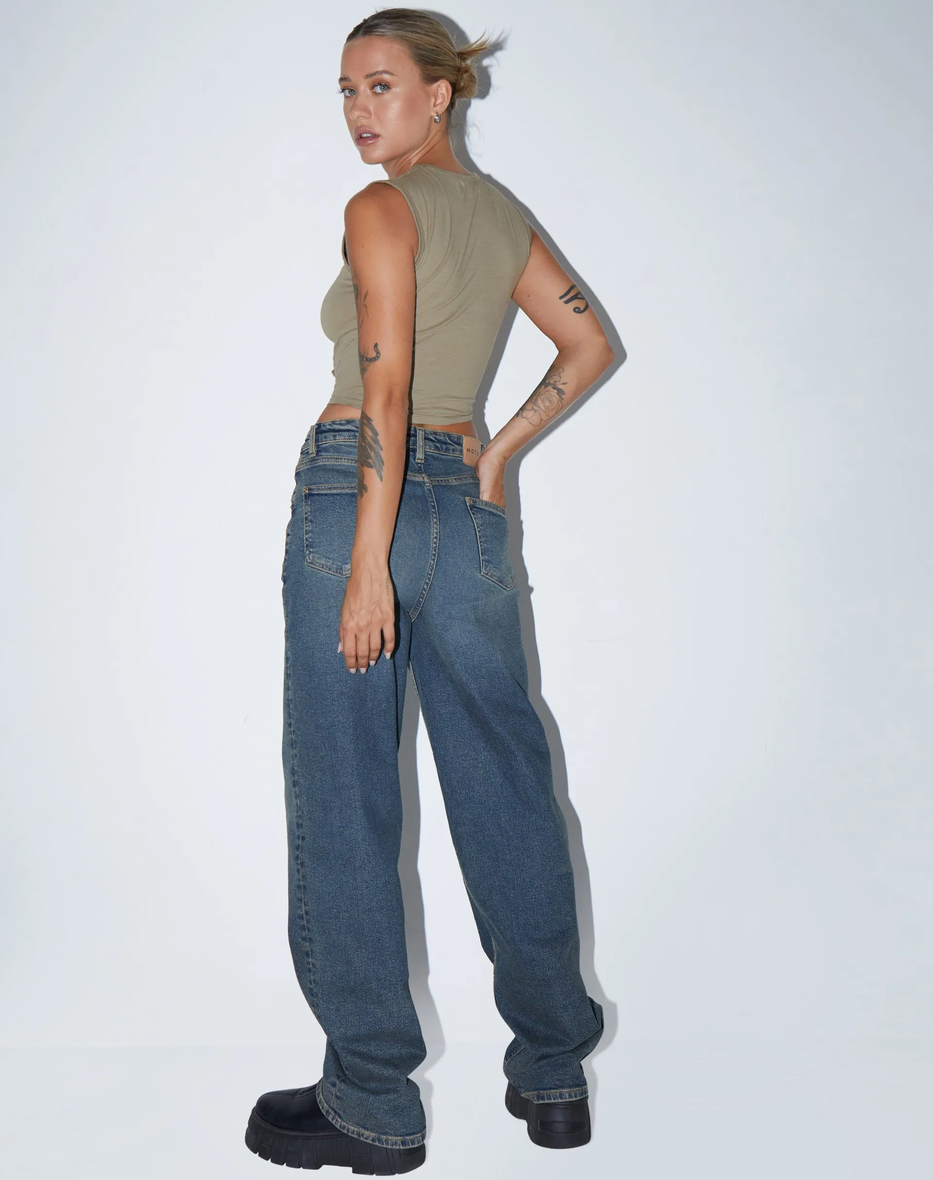 Monsieur Crop Top in Lycra London Fog sold by Motel Rocks product image thumbnail 5