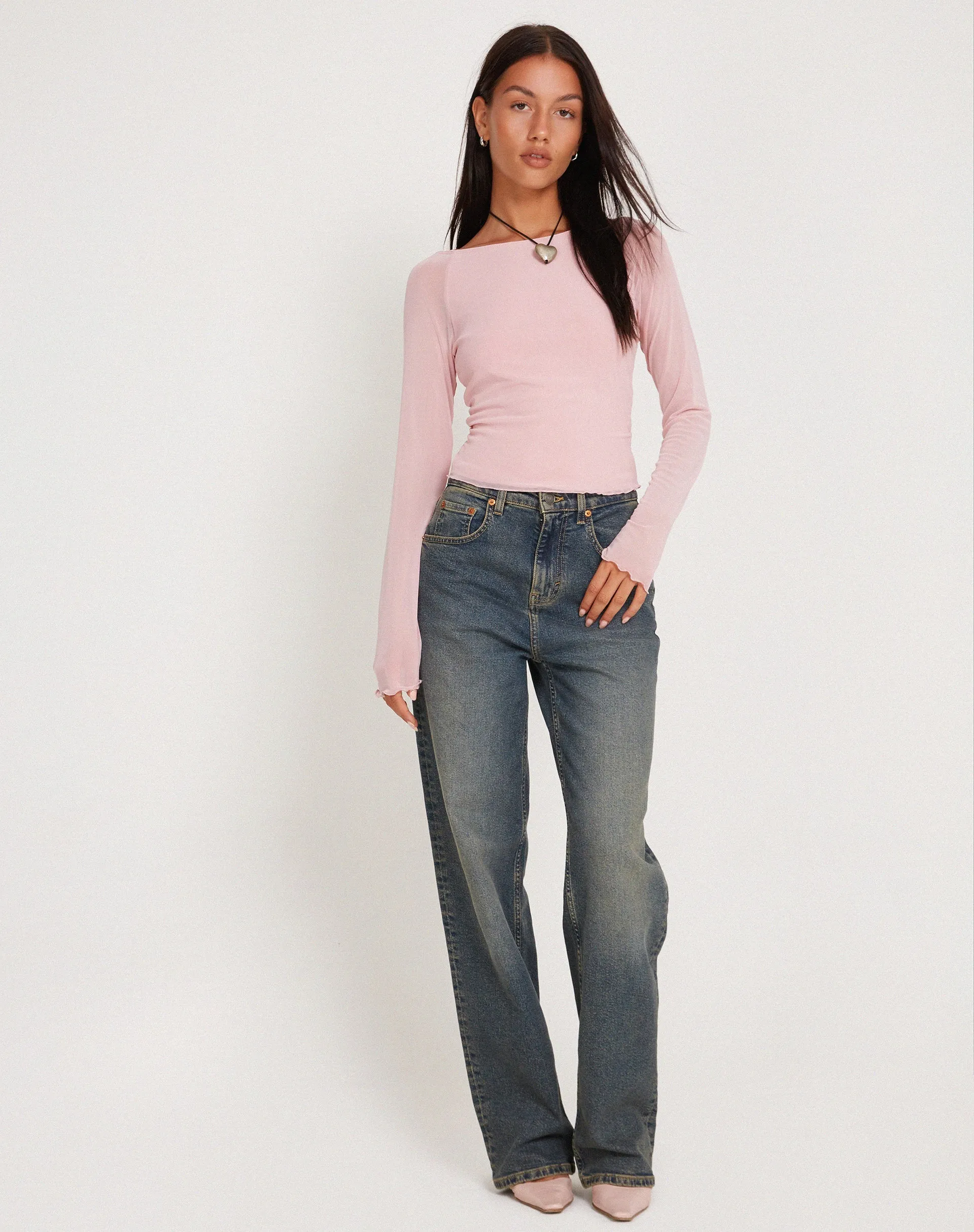 Mahira Long Sleeve Mesh Top in Pink sold by Motel Rocks product image thumbnail 4