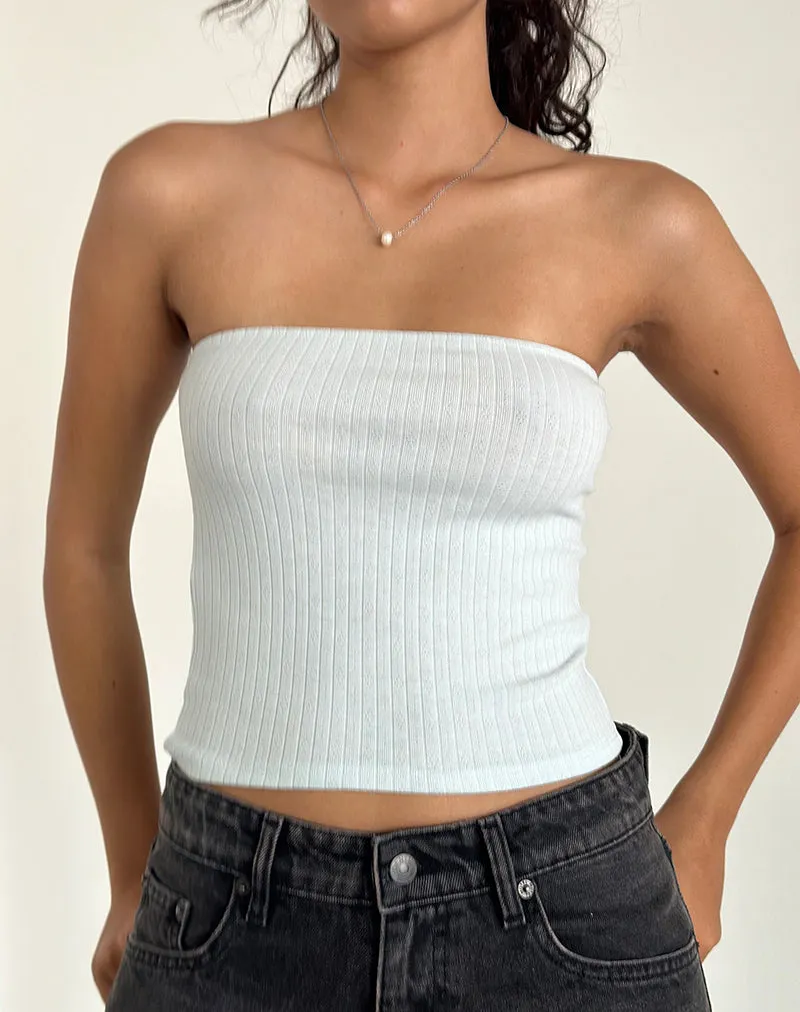 Peggy Bandeau Top in Pointelle Soft Blue sold by Motel Rocks product image thumbnail 4