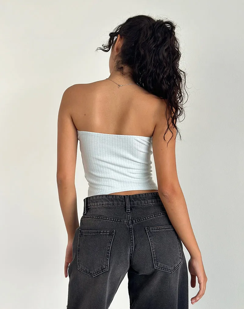 Peggy Bandeau Top in Pointelle Soft Blue sold by Motel Rocks product image thumbnail 5