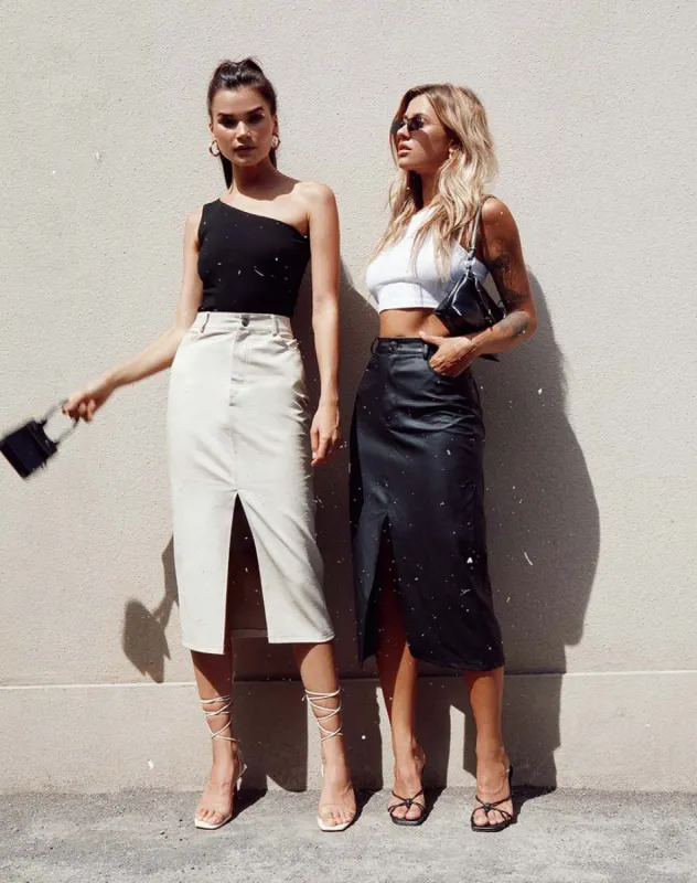 Pyra Midi Skirt in PU Stone sold by Motel Rocks