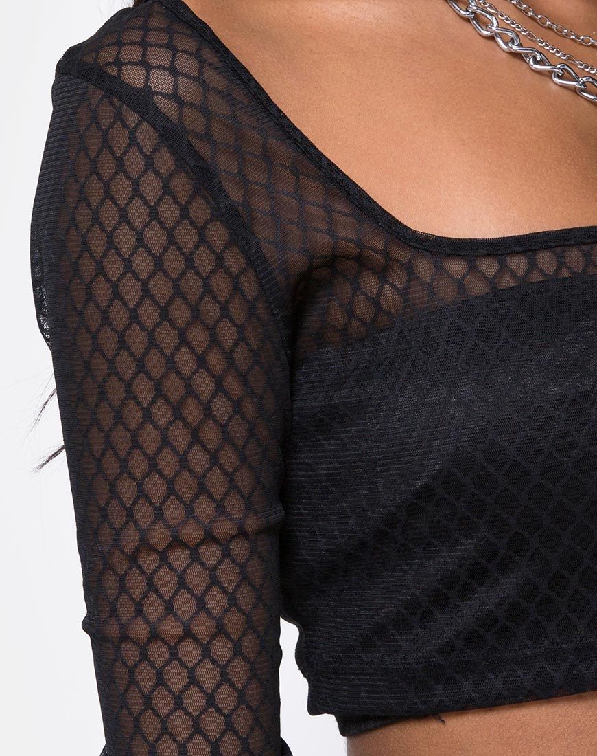 Boneta Crop Top in Black Fishnet sold by Motel Rocks product image thumbnail 5