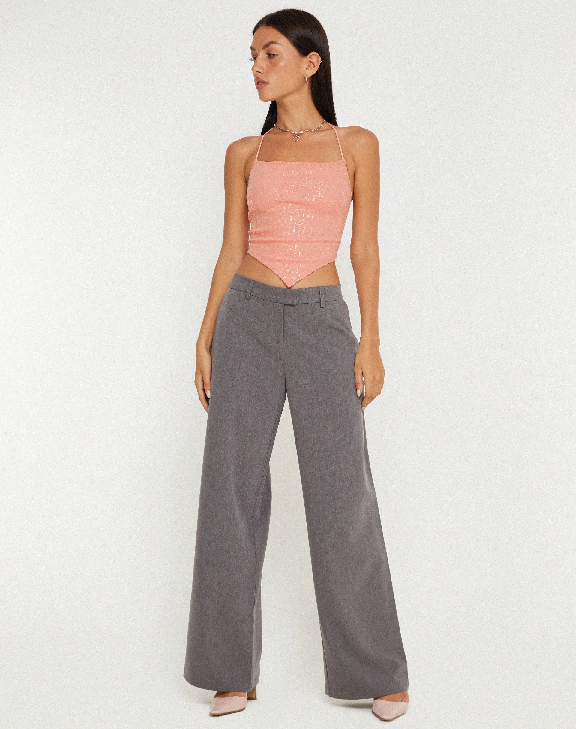 Urban X Motel Ketida Crop Top in Drape Sequin Pink sold by Motel Rocks product image thumbnail 4