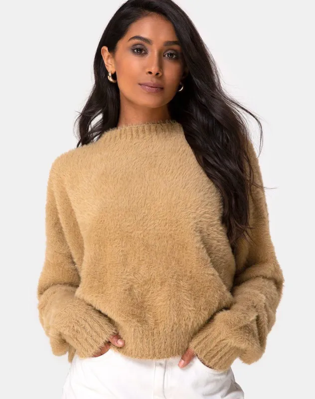 Margo Jumper in Knit Taupe sold by Motel Rocks