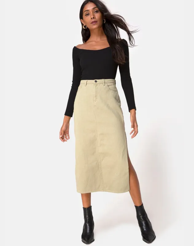 Lyra Midi Skirt in Sage sold by Motel Rocks