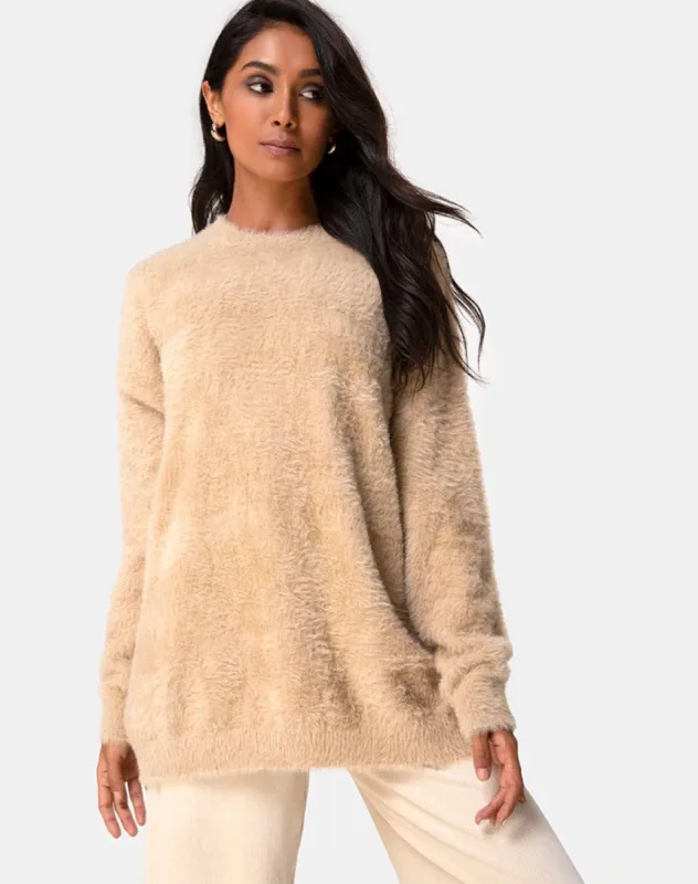 Edgen Jumper in Knit Sand sold by Motel Rocks