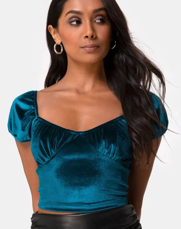 Glaty Top in Velvet Teal sold by Motel Rocks