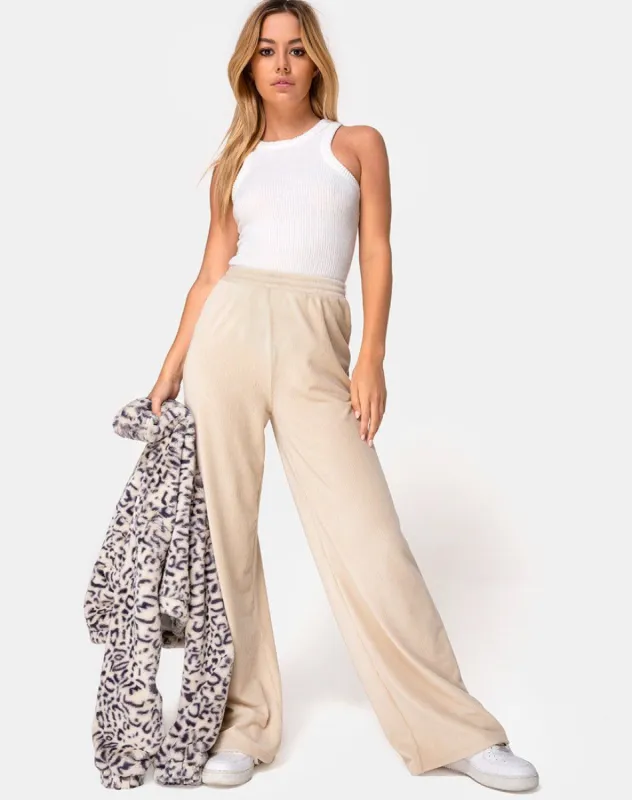 Obeli Trouser in Rib Cream sold by Motel Rocks