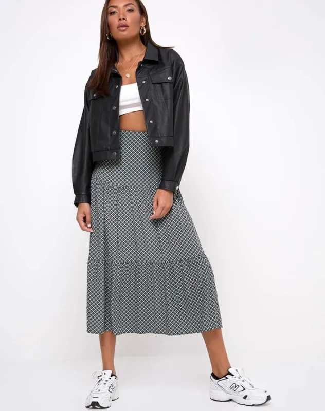 Gleas Skirt in Check it Out Green sold by Motel Rocks