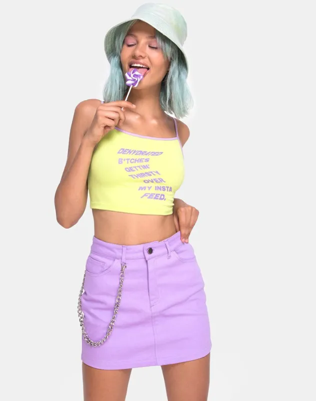 Kamla Crop Top in Lime with Instafeed Text  X Top Girl sold by Motel Rocks