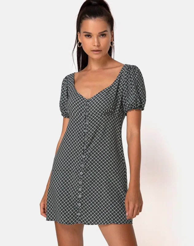 Montero Mini Dress in Check it Out Green sold by Motel Rocks