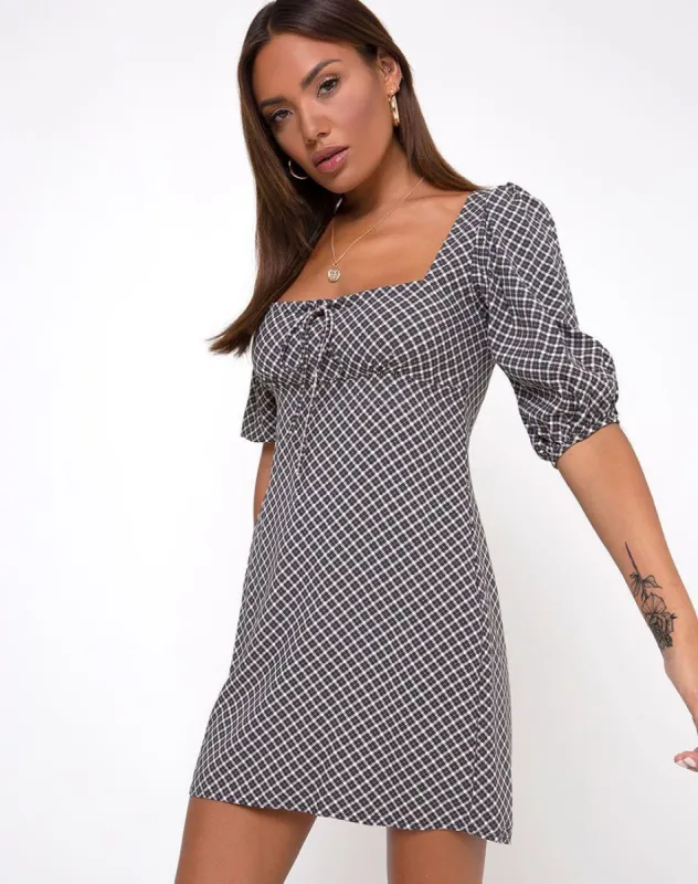 Giada Dress in Check it Out Black sold by Motel Rocks