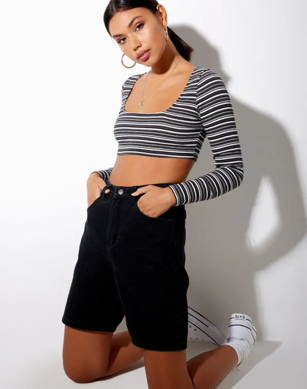 Adea Crop Top in Black Grey and White sold by Motel Rocks
