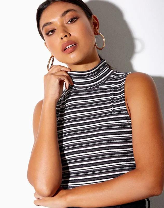 Suri Top in Black Grey and White sold by Motel Rocks