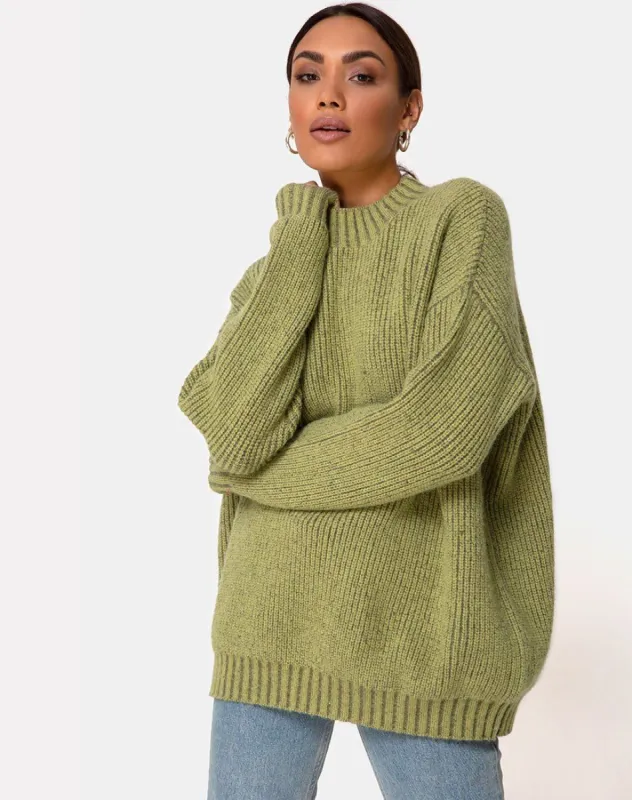 Mody Jumper in Green Rib sold by Motel Rocks