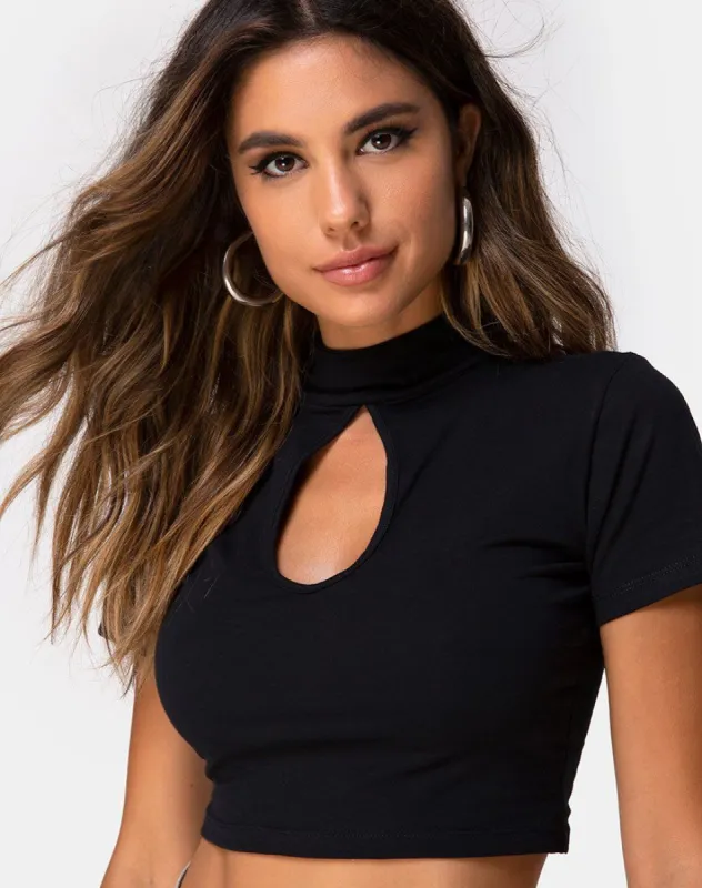 Jiso Crop Top in Black sold by Motel Rocks