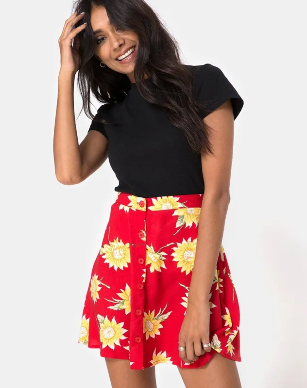 Andrea Skater Skirt in Sunny Days Red sold by Motel Rocks