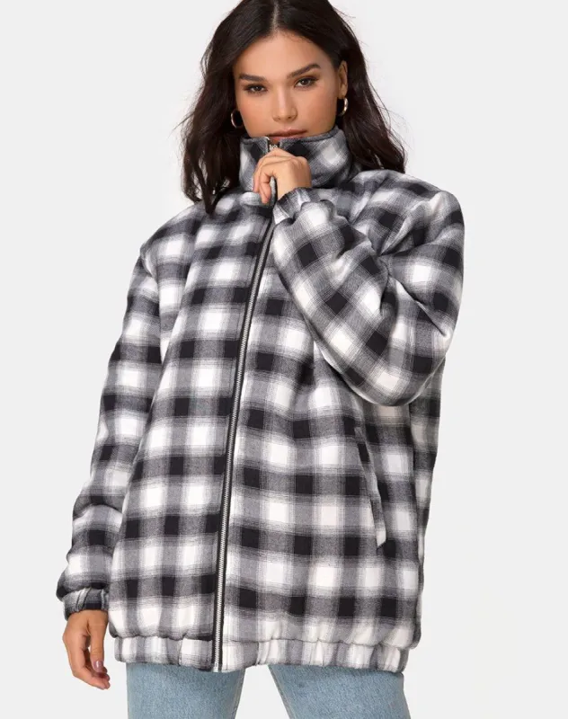 Raven Jacket in Plaid Black White sold by Motel Rocks