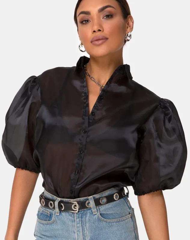 Maloney Blouse in Organza Black sold by Motel Rocks