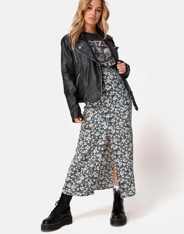 Rima Skirt in Floral Field Navy sold by Motel Rocks