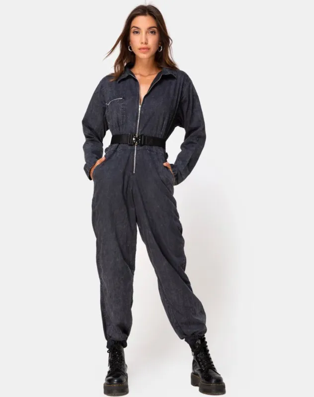 Brody Boiler Suit in Black sold by Motel Rocks