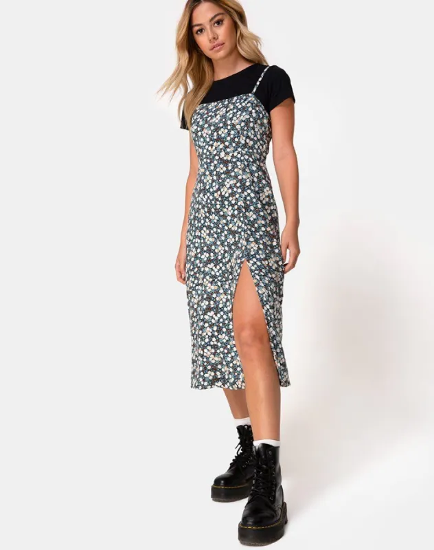 Kaoya Dress in Floral Field Navy sold by Motel Rocks
