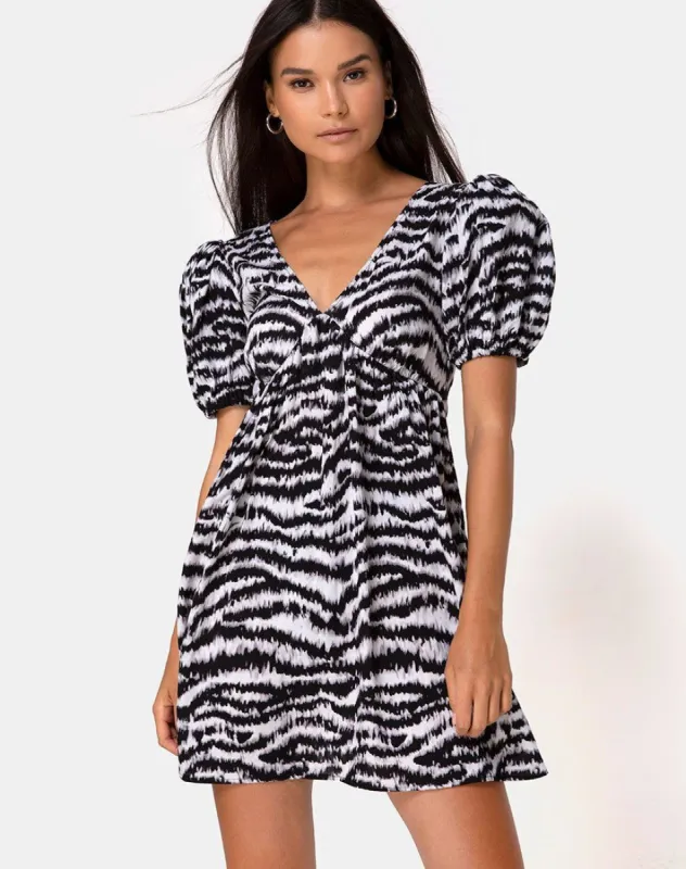 Elcia Dress in Animal Drip Grey sold by Motel Rocks