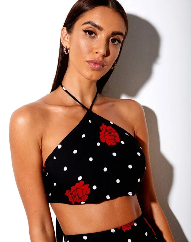 Maudy Crop Top in Cuban Rose sold by Motel Rocks