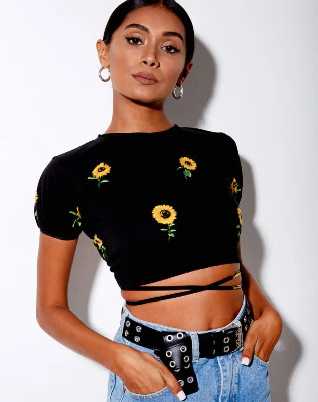 Tasya Top in Ditsy Sunflower sold by Motel Rocks