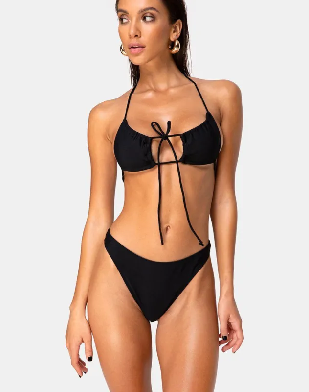 Farleigh Bottom Bikini in Matte Black sold by Motel Rocks