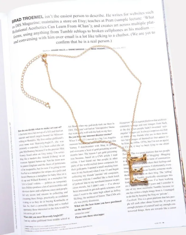 Necklace in Gold Letter E sold by Motel Rocks