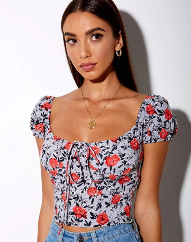 Mazu Top in Blooming Rose sold by Motel Rocks
