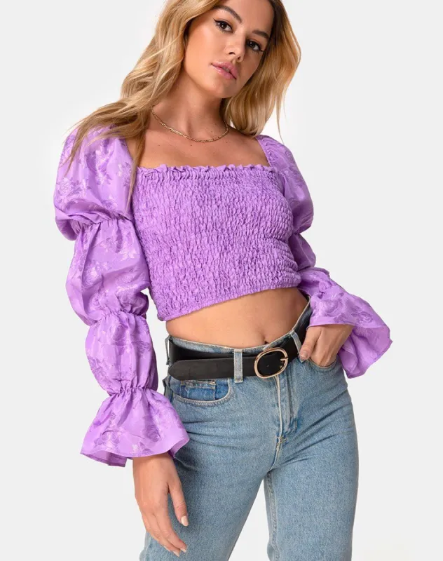 Velina Top in Satin Rose Lilac sold by Motel Rocks