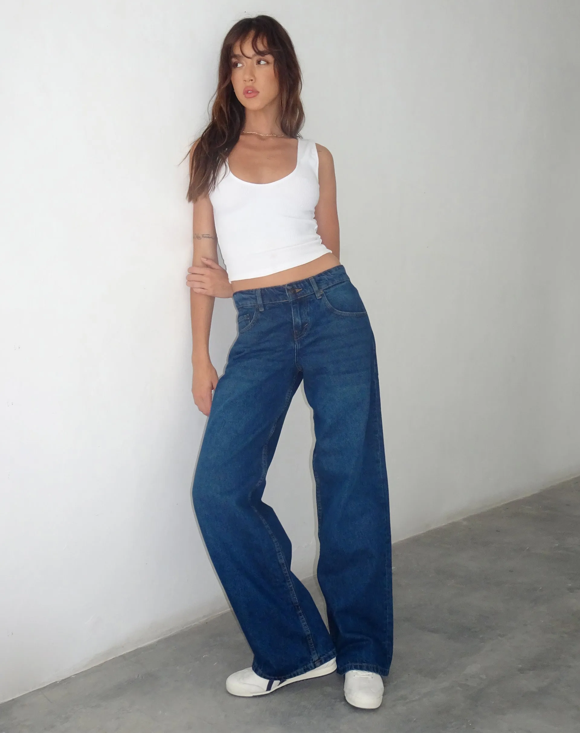 Low Rise Parallel Jeans in Mid Blue Used sold by Motel Rocks product image thumbnail 5