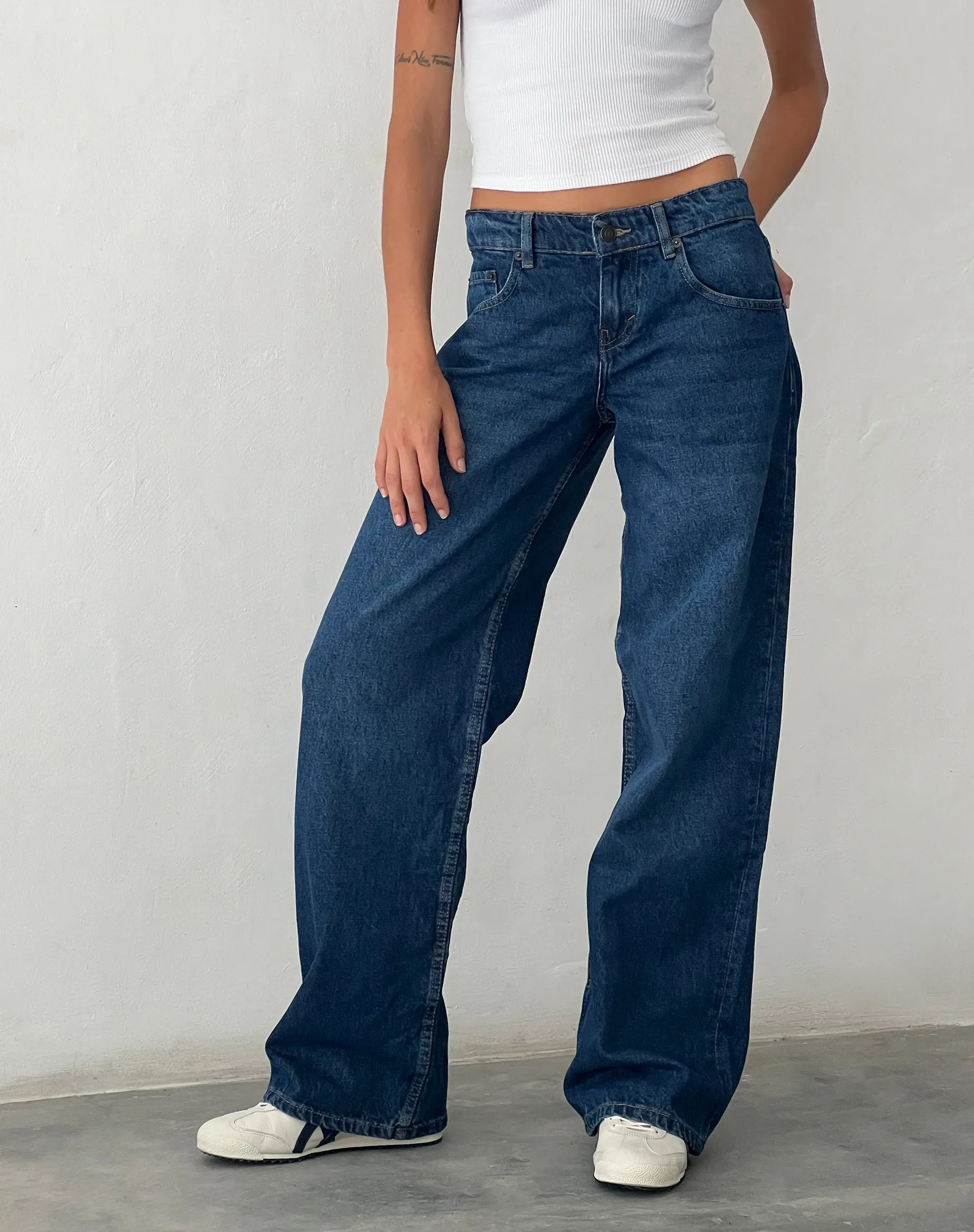 Low Rise Parallel Jeans in Mid Blue Used sold by Motel Rocks product image thumbnail 3
