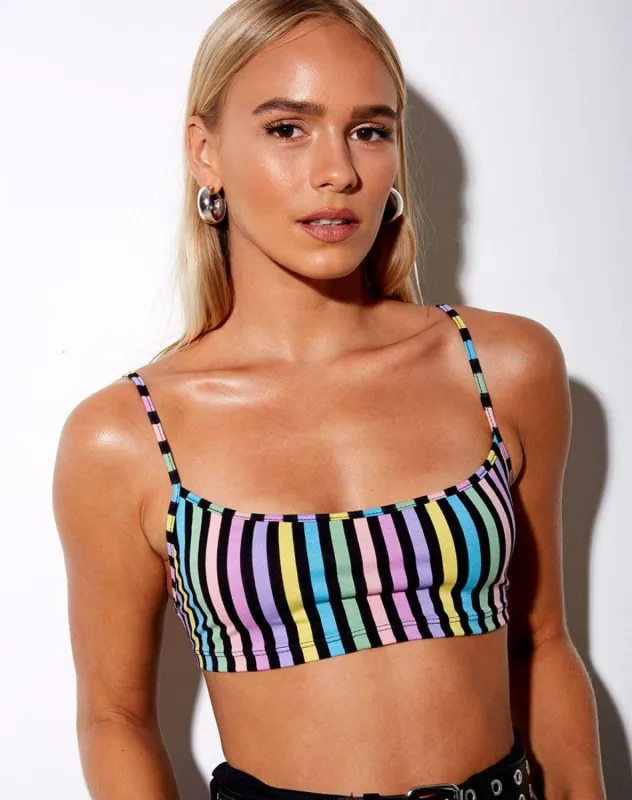 Micro Crop Top in New Stripe sold by Motel Rocks