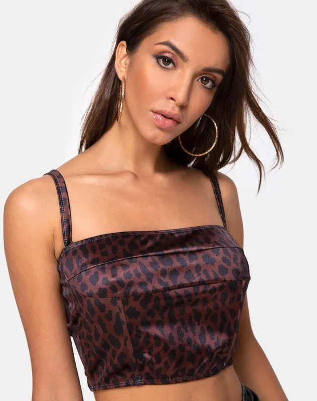 Kyenette Crop Top in Coco Animal sold by Motel Rocks