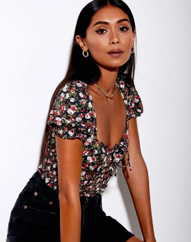 Raquel Crop Top in Courtney Floral sold by Motel Rocks