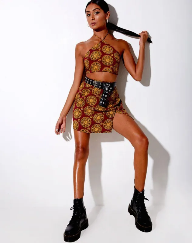 Sheny Mini Skirt in Sundial sold by Motel Rocks