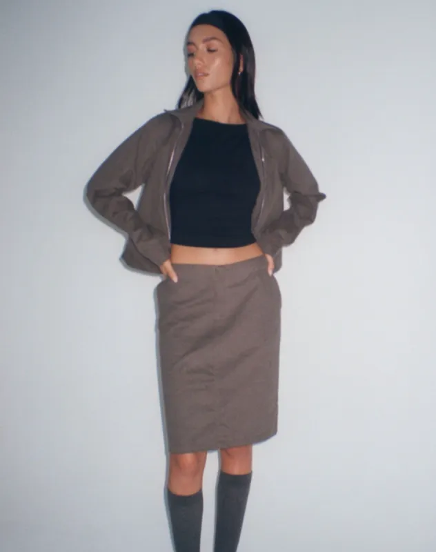 Yahya Midi Skirt in Dark Grey sold by Motel Rocks