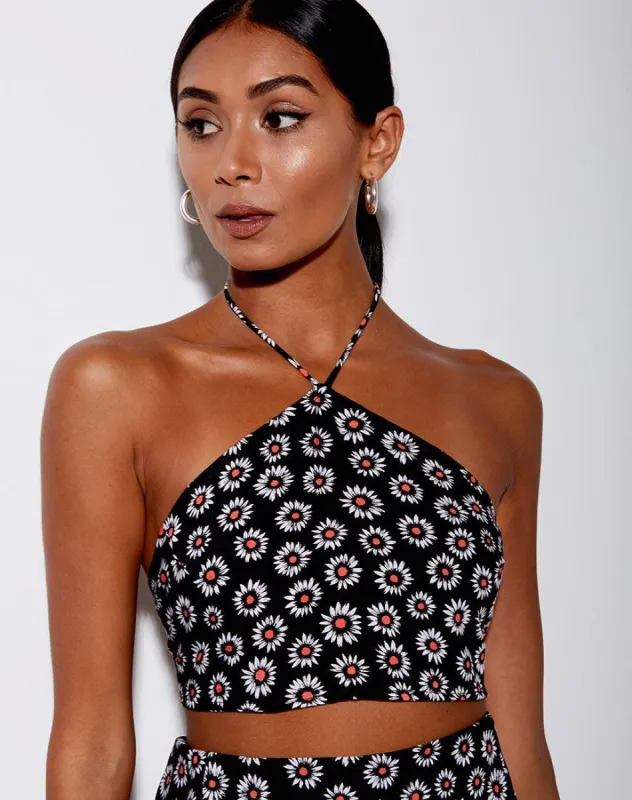 Maudy Crop Top in Dancing Daisy sold by Motel Rocks