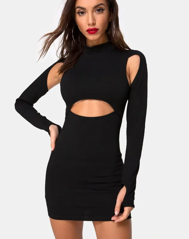 Matcha Mini Dress in Black sold by Motel Rocks