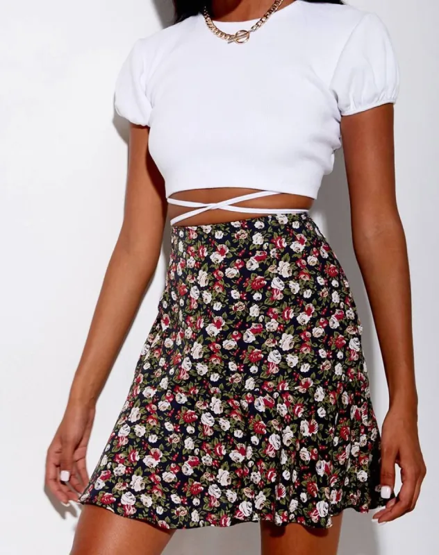 Gaelle Mini Skirt in Courtney Floral sold by Motel Rocks