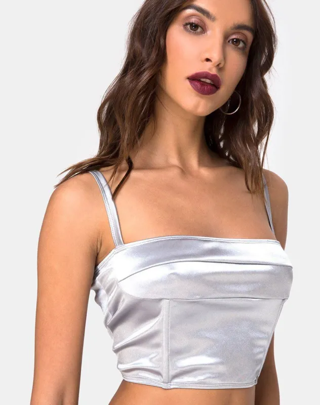 Kynette Crop in Satin Ice Silver sold by Motel Rocks
