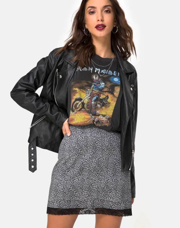 Urila Mini Skirt in Ditsy Leopard Grey made by Motel Rocks